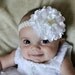 Flower Bow, Flower Headband, White Flower, White Bow, White Headband, Baby Bow, Baby Headband, Infant Bow, Infant Headband, Girls Bow, Girls