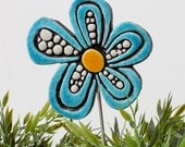 Flower sculpture -  garden decor - garden ornament - garden art - plant stake - flower box decoration - daisy blue with dots