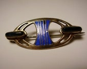 Antique German Jugendstil Secessionist Art Nouveau Patriz Huber Silver Enamel Brooch Pin Lapis Lazuli Deutsch Silber Emaille Stein Brosche