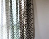 Custom printed linen curtain panel by Lovely Home Idea. New Zigzag Chevron Herringbone home linens collection. - LovelyHomeIdea