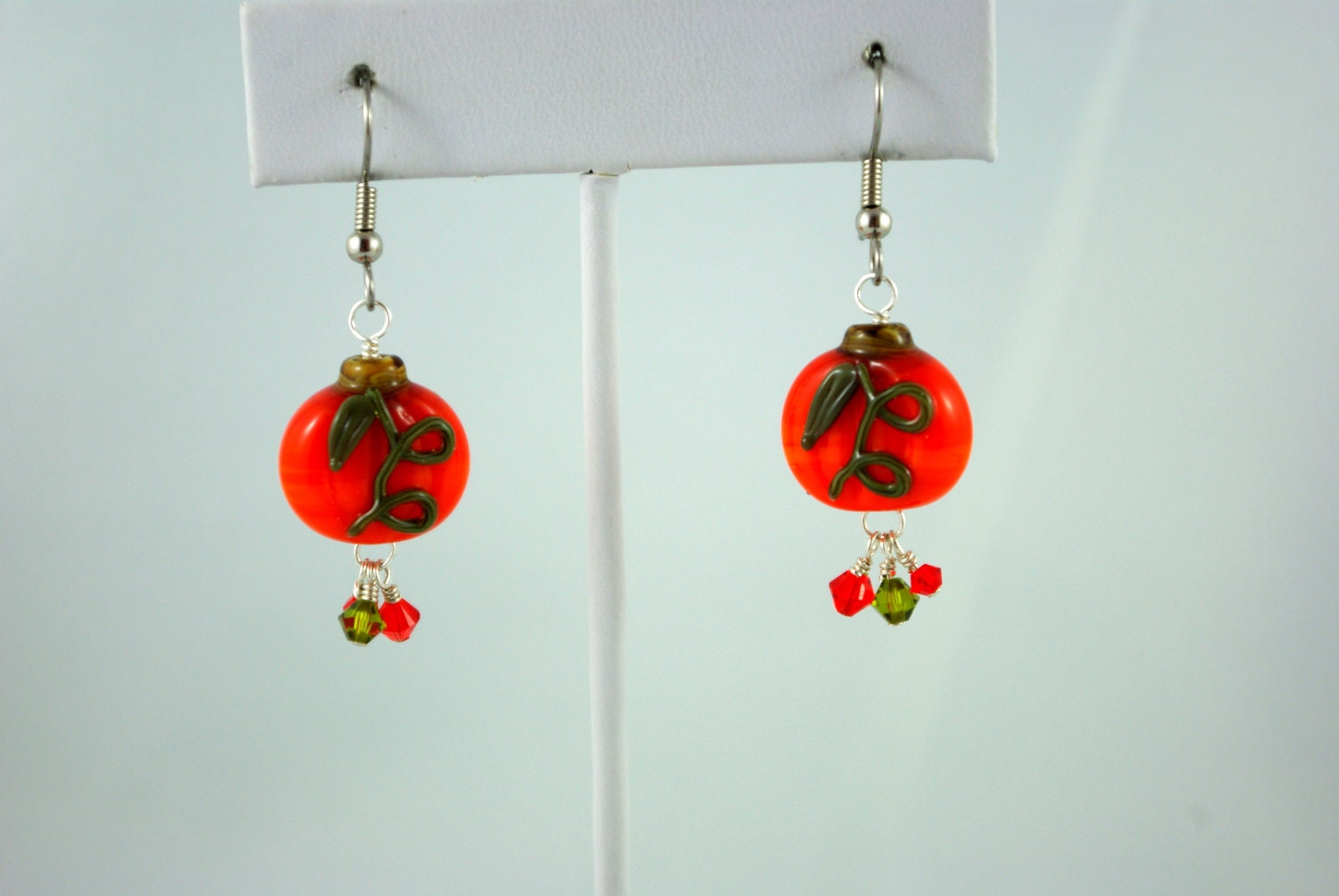 Pumpkin Earrings with Surgical Steel Earring Wires for Sensitive Ears by Michelle