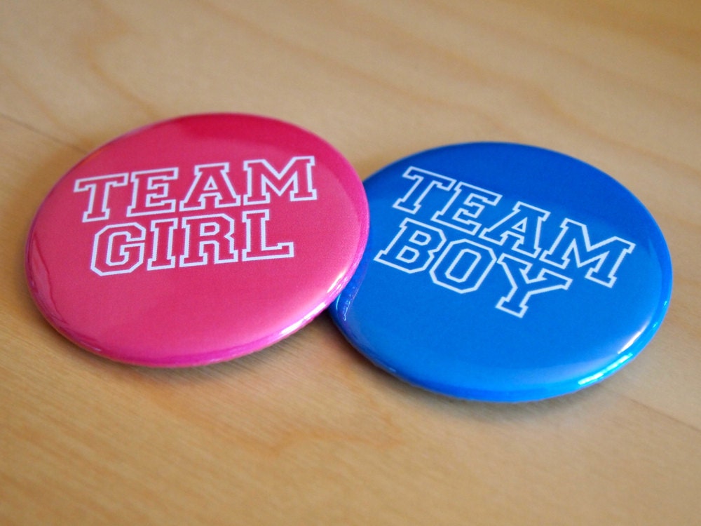 60 Gender Reveal Party Favors Team Boy Team Girl 2.25 inch pinback button pin badges Il_570xn