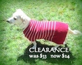 Red stripe dachshund pets clothing handmade sweater jumper cotton blend soft and stretchy