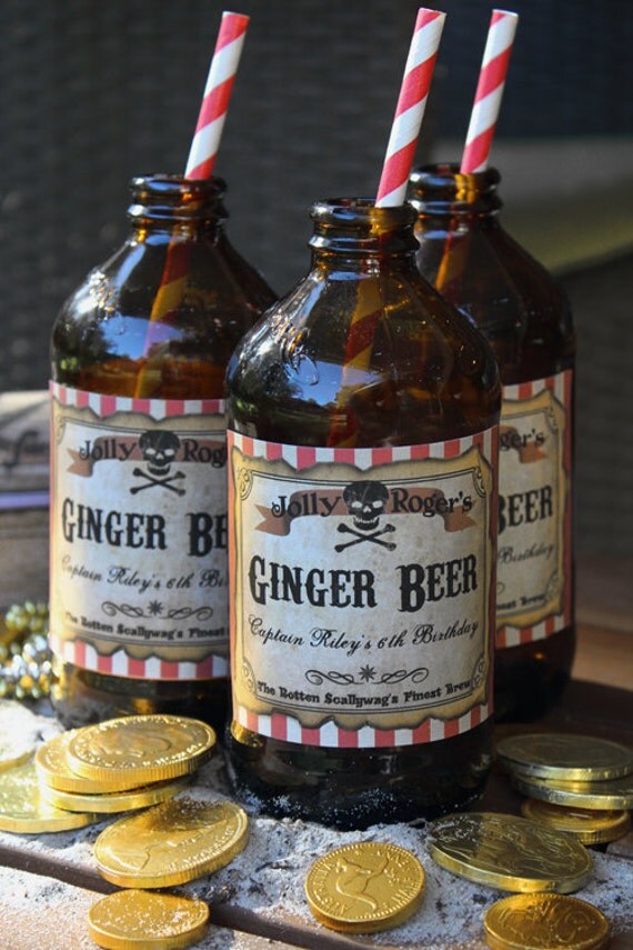 Pirate Drink Bottle Labels - Boys Birthday Party - DIY PRINTABLE FILE by Sassaby Il_570xn