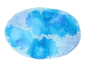 NOR'EASTER abstract watercolor art print in blue and white