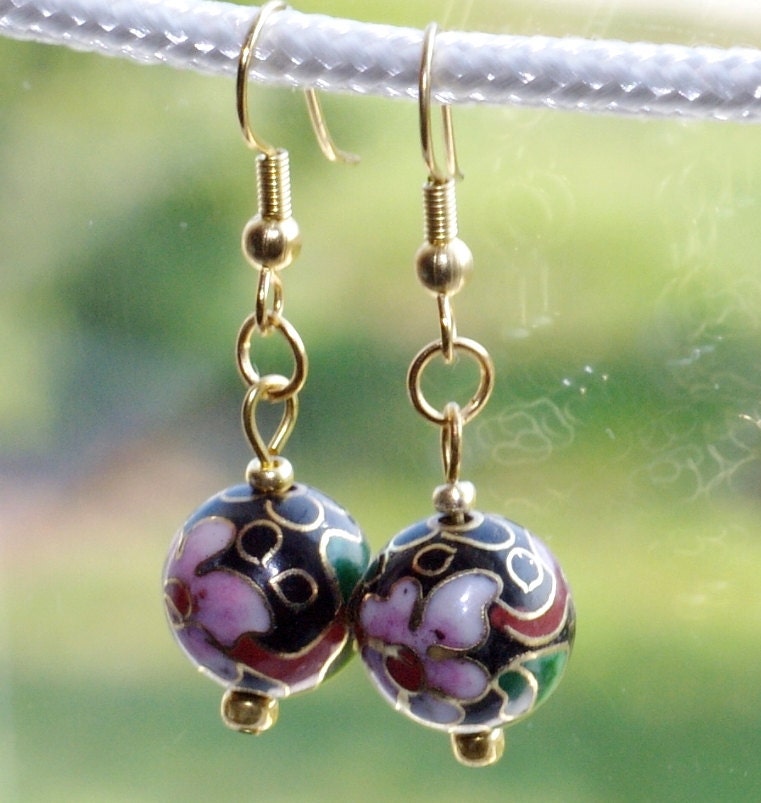 Black Chinese porcelain earrings