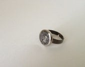 Coat of Arms Ring - Shield and Crown Ring - made with a vintage metal button