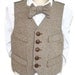 Boys Vest,  wool brown tweed, 100% cotton lined , formal wear, all sizes, toddler - youth, leather buttons, handmade, custom, USA