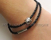 Boys Girls Teens Baseball Softball Silver Bead Black Brown Braided Leather Charm Wrap Bracelet European Style Sports Christmas Gift