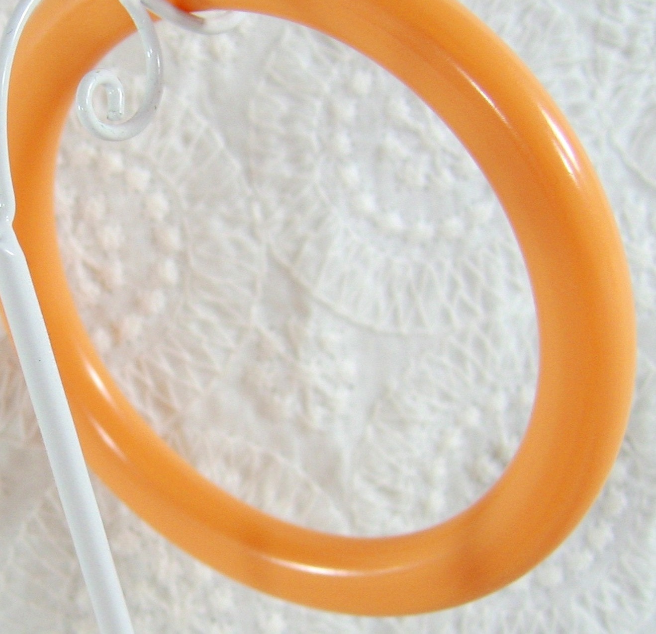 Vintage Bangle Bracelet, Lucite Plastic Tube, Peach Orange, 1960s Mad Men MOD, Spring Summer, Costume Jewelry