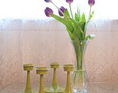 Vintage Tulip Style Candlesticks Painted Green