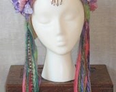 Fantasy Rainbow Ethereal Whimsical Fairy Queen Princess Crown Headdress headpiece Belly dance Renaissance faire Art Nouveau Nymph Wreath