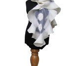 Handmade Nuno felted ruffle scarf White Hand Felted Super soft Eco-friendly
