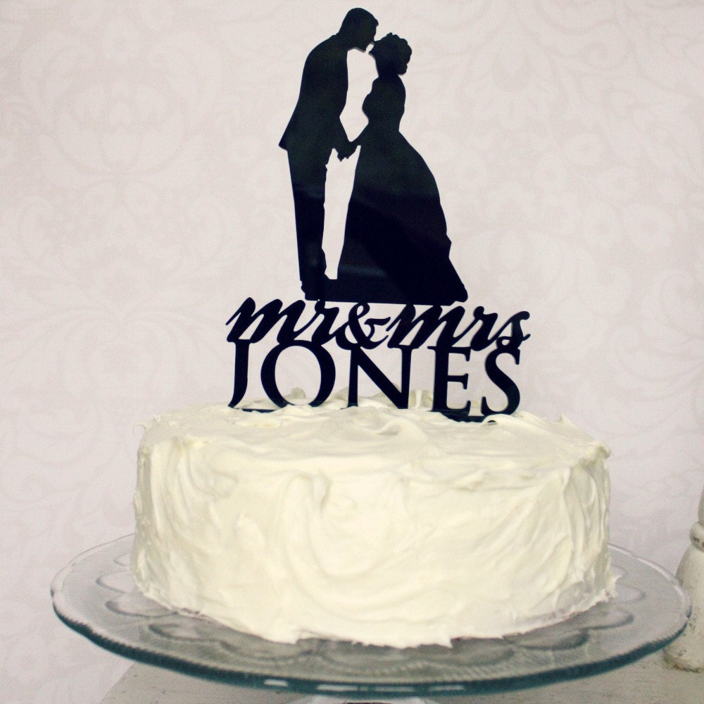 Personalized Silhouette Wedding Cake Topper with Names in Acrylic made from your photos by Simply Silhouettes