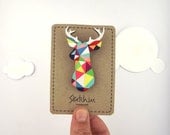 Geometric Deer Brooch Neon 'Stag Head'