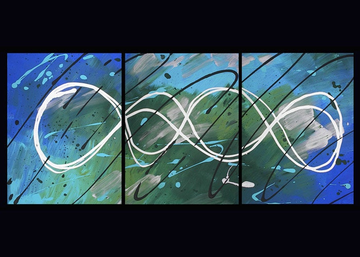 Rainy Day blue green Abstract Giclee Art Print of Original Painting 13x18 12x16 11x14 10x13 9x12 8x10 7x9 6x8 5x7 4x6 ACEO ATC 2.5x3.5 A0040