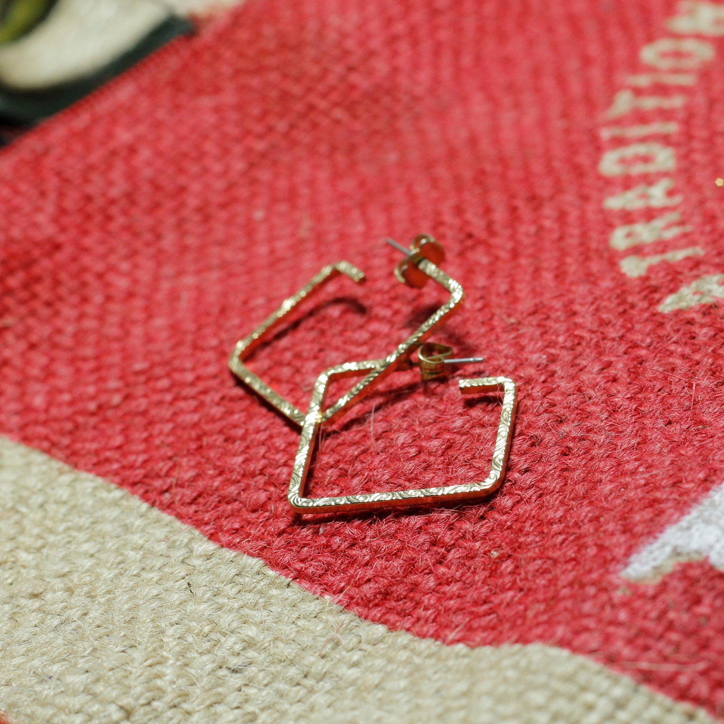 Vintage Earrings, Geometric Gold Loops