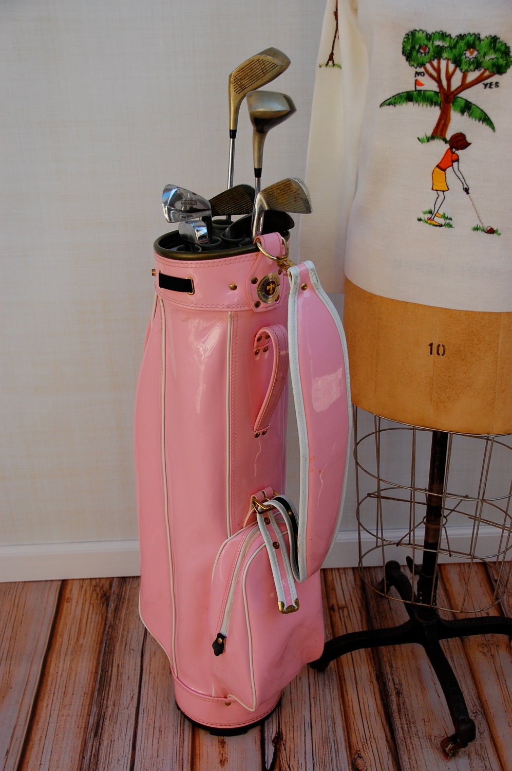 Vintage Northwestern Co. Pink Patten "Leather" Golf Bag