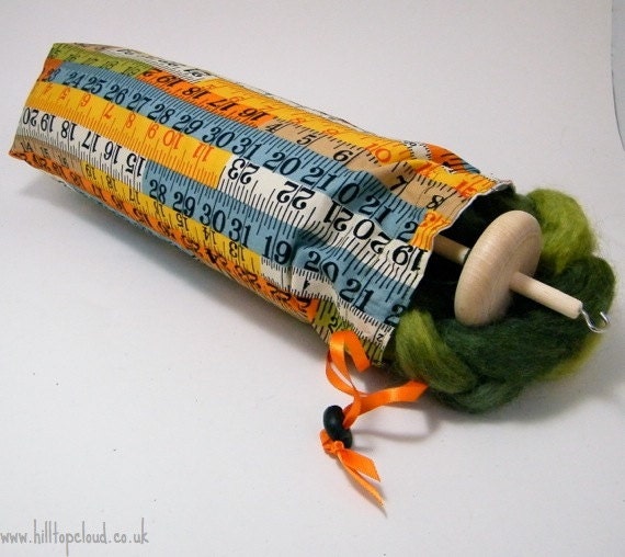 Drop Spindle Bag- Hard Case, Project Bag, Tape Measure