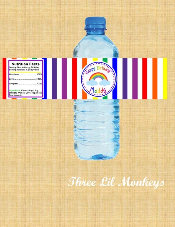 Rainbow Water Bottle Labels Il_570xn