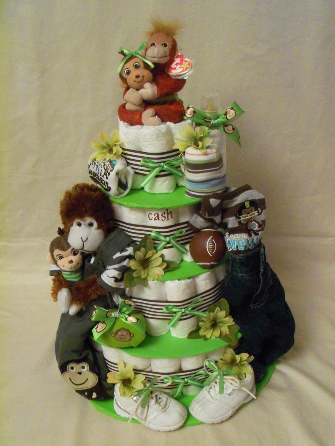 Baby Boy 4 tier Diaper cake - an adorable baby shower gift - made to order