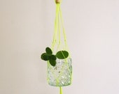 Small macrame plant hanger - neon yellow