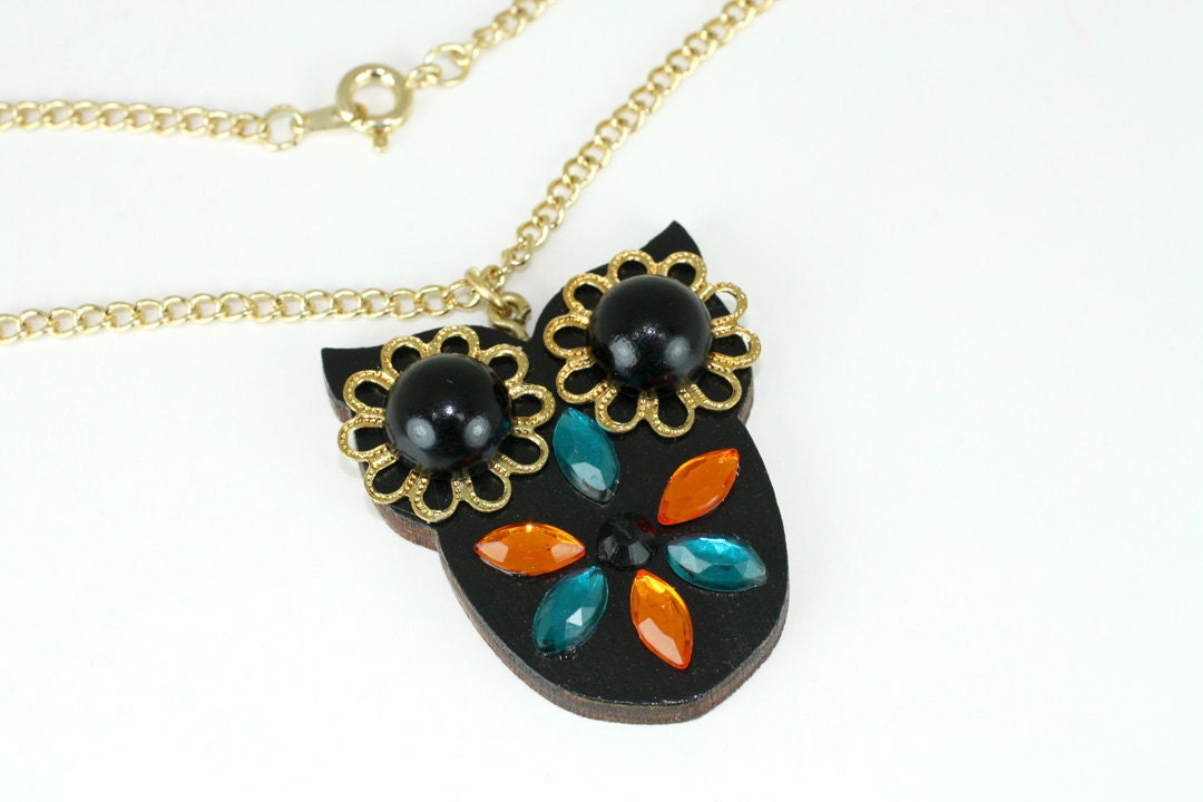 Black Owl Necklace Pendant