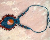 Golden Rain/ Fire Opal Macrame Necklace/ Orange Gemstone/ Healing Stone/ Macrame Jewelry/ Micromacrame/ Peruvian Jewelry