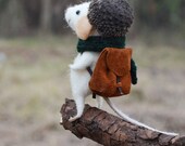 Little Traveler Mouse-  Needle Felted Ornament - Felting Dreams by Johana Molina - READY TO SHIP