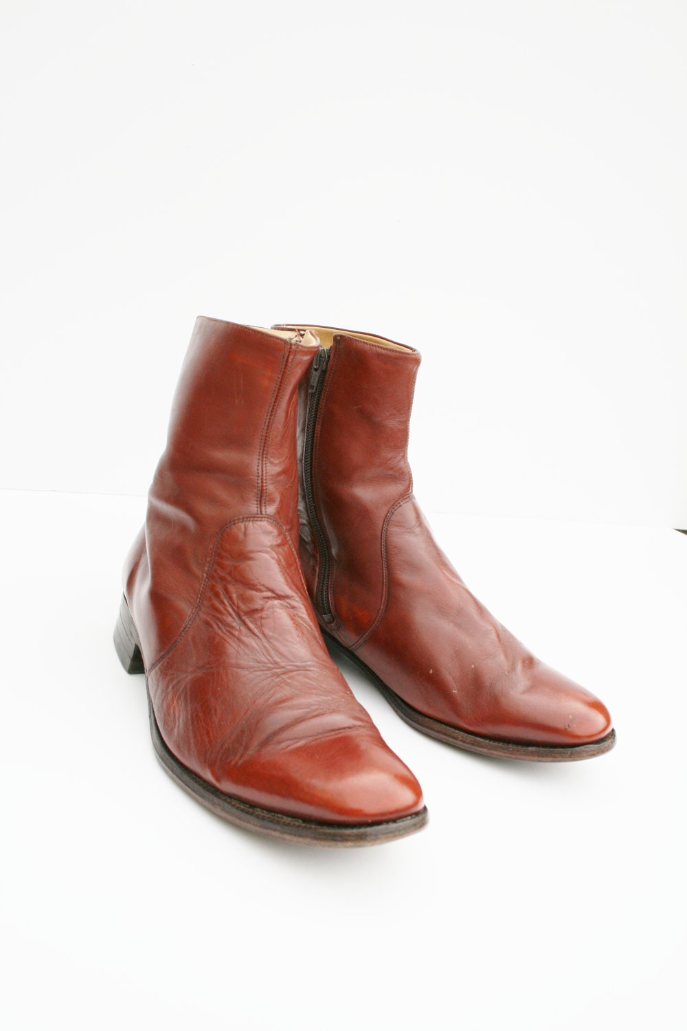 Vintage Chestnut Brown Leather Chelsea Boots - UK Mens 9 - EU 43.5 - USA 10 - Sanders Shoemakers, England