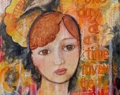 Original Mixed Media // Face // Melancholy // Hope for Future // Wall Decor // Autumn // Original Painting - 10 x 13