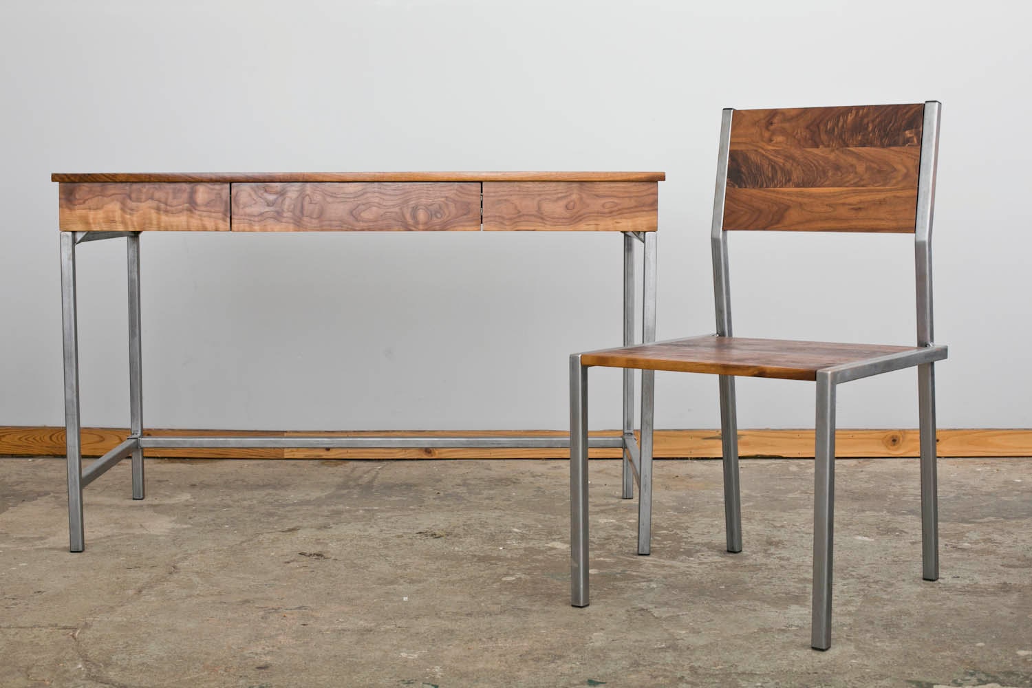 Rough South Home Figured Walnut Desk & Chair
