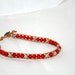 FREE SHIPPING - Anklet red howlite and cream beads woven to leather - beachwear - leather anklet