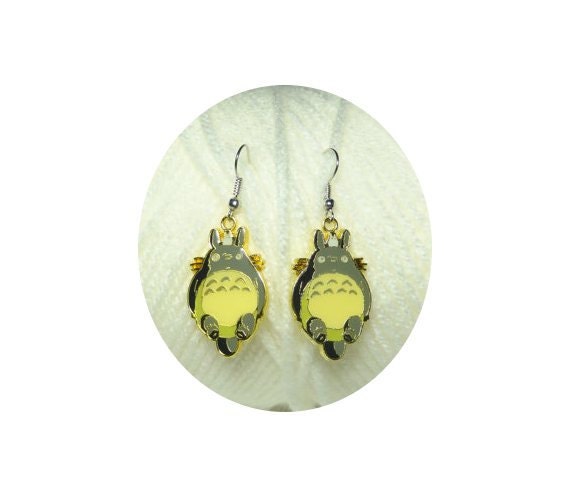 Golden Totoro Dangle Earrings