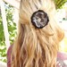 Black and Grey Flower Hair Clip, Satin and Lace Shabby Chic Hair Accessories, Simple, Teen Girls
