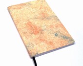 MEDIUM Faux Leather Journal Notebook, Peach & Turquoise, Soft-cover, Handbound