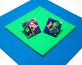 Adventure Time Stud Earrings. Finn and Jake. Beemo BMO. Comic Capture. Cartoon TV. Wood Base. Nickel Free. Boy and His Dog.