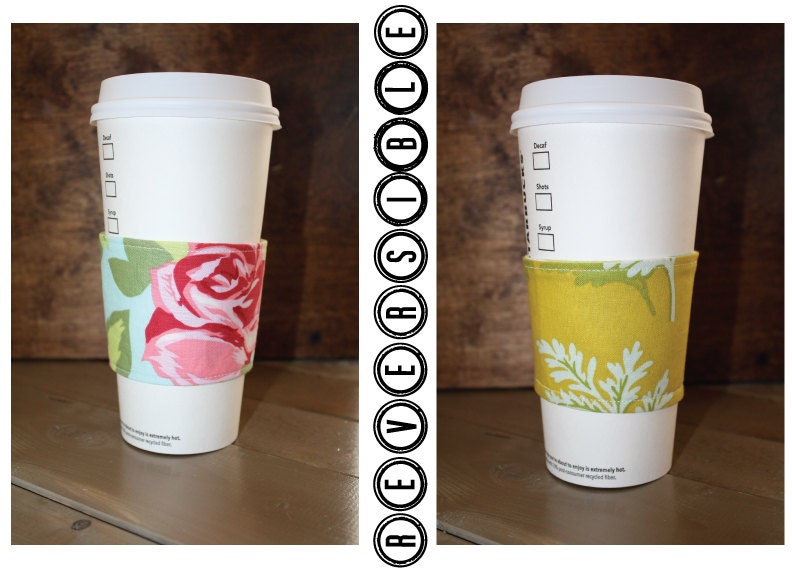 Coffee Sleeve Coffee Cozy Reversible Amy Butler & Heather Bailey Fabric