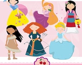 Fairytale Princess 2 -Digital Clipart Set for-Personal and Commercial Use- for Card Design, Scrapbooking, and Web Design