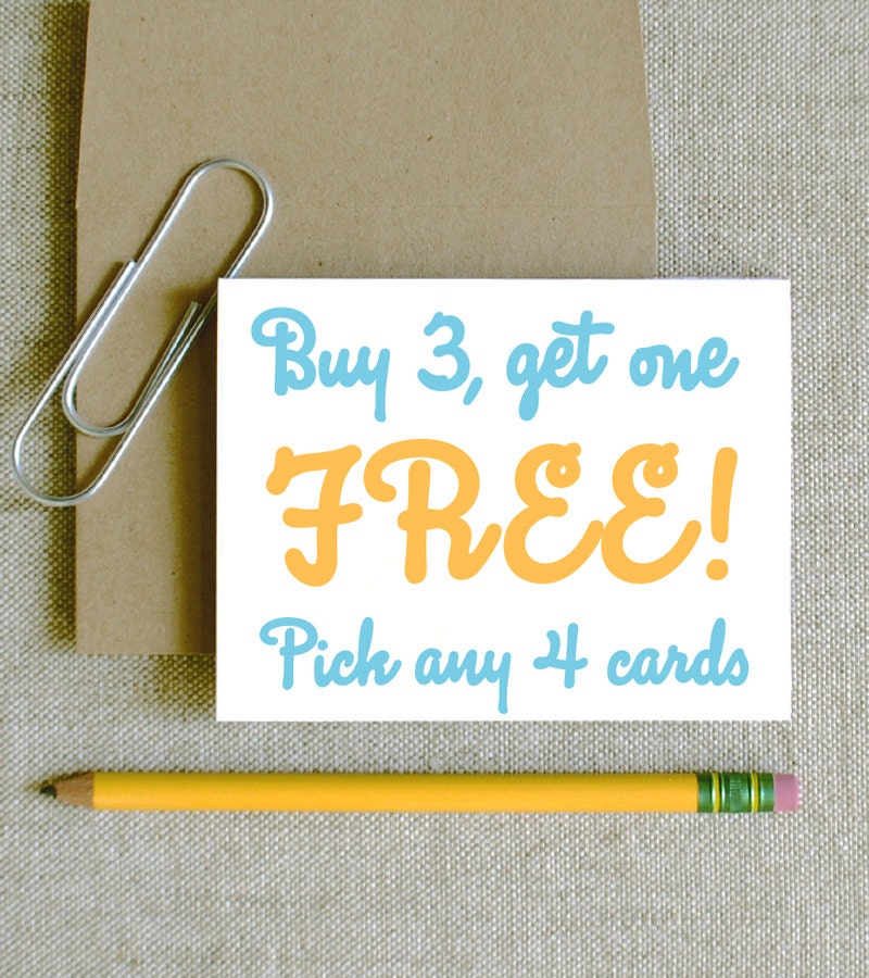 Buy 3 get 1 free any feb10 design cards special sale promo stationery stationary funny birthday anniversary thank you hello sympathy