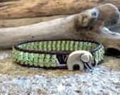 Jonquil Mint Julep , Leather Wrap Bracelet, Southwestern Chic, Friendship Bracelet