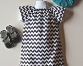 Sweet Black and White Chevron Tunic // Baby Dress // Toddler Dress  // 6 months - 8 years