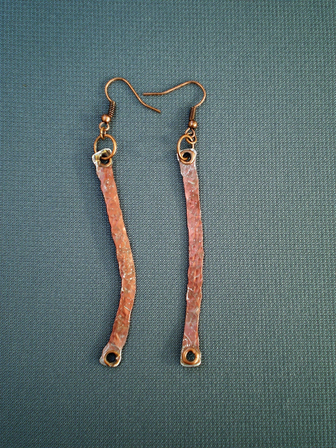 Steampunk Earrings: Brown Metallic Hammered Aluminum Dangle Earrings