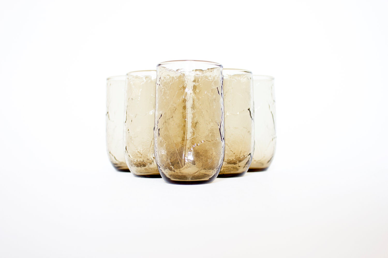 Vintage Glassware Set Smoke Brown Glassware Pressed Leaf Design Free Shipping