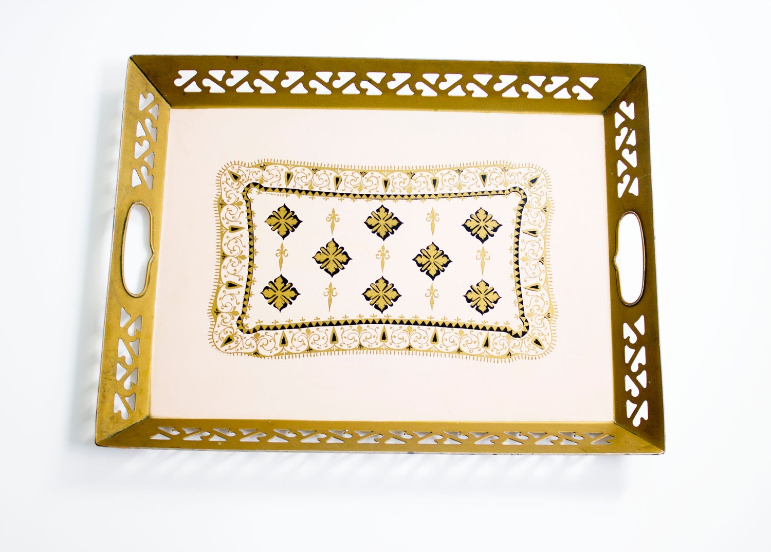 Vintage Serving Tray Large Metal Serving Tray Mid Century Decor Free Shipping