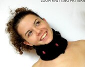 Loom Knit Neckwarmer Pattern, Circle Loom Knit Cowl Pattern, Bow Neck Warmer Pattern, Neck Wrap Pattern on loom