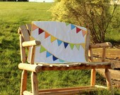 Bunting Quilt Baby Girl or Baby Boy Bright Red Orange Yellow Green Blue Aqua