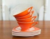 Vintage Atomic Salem Tricorne & Streamline Luncheon Set of 4 - Art Deco