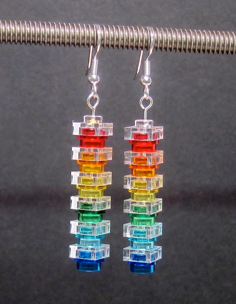 Transparent rainbow earrings with silver plated ear wires