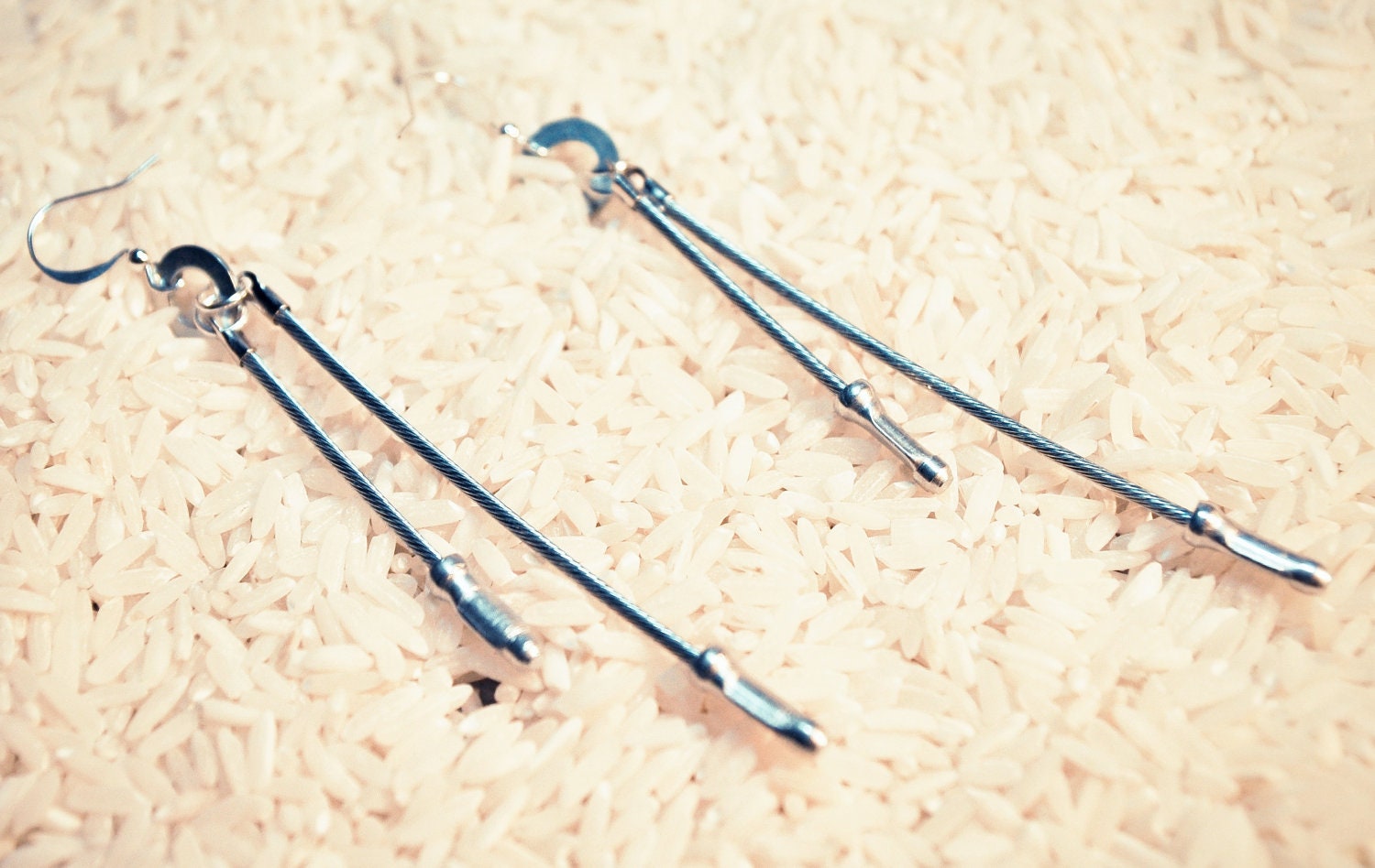 Recycled Brake Cable Earrings - Recycled Jewelry - handmade - bicycle - bike